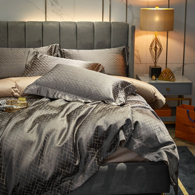 Juego de Cama Lujo Europeo 140 Brocado Jacquard Algodón Satinado 4 Piezas - Image 4