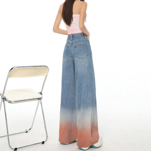 Pantalones Vaqueros Cintura Alta Pierna Ancha Degradado - Ajuste Holgado para Mujer - Image 4