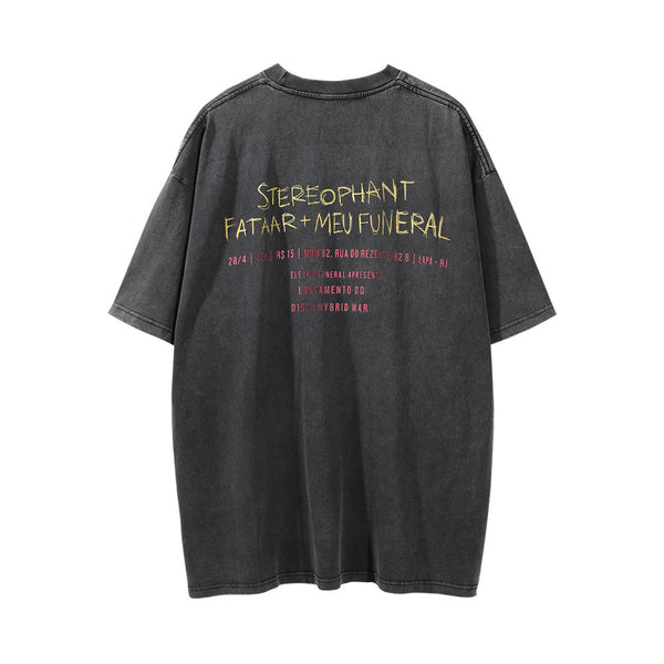 Camiseta Estampada con Efecto Desgastado para Hombre