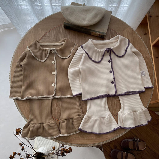 Conjunto de Dos Piezas Cardigan Tejido y Pantalón Acampanado para Bebé - Image 4