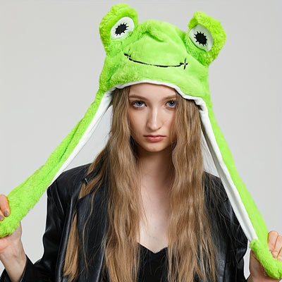 Gorro Peluche con Orejas Móviles - Panda, Perro, Rana y Cachorro para Disfraz y Fiesta - Image 6