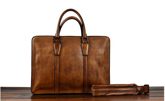 Bolso de Cuero Curtido al Vegetal Estilo Retro Horizontal para Hombre - Image 10