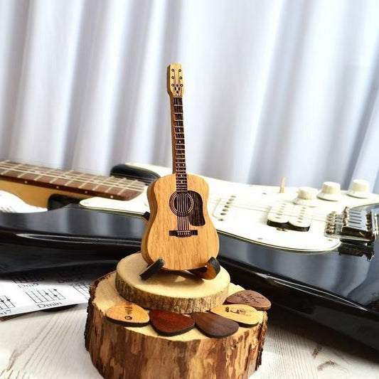 Adorno de Guitarra Personalizado en Madera con Soporte y Caja Portapúas