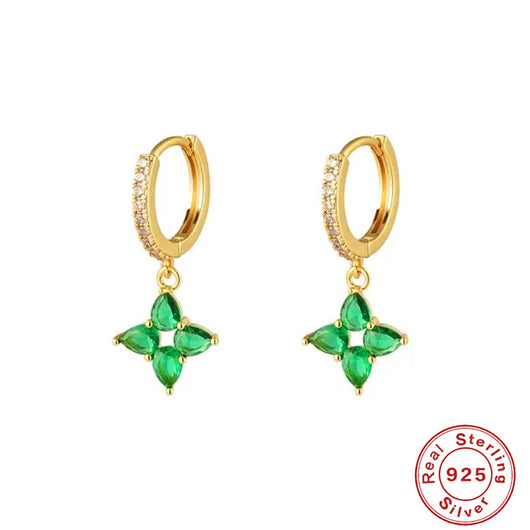 Aretes de Plata 925 Floral Lujo Ligero con Gota de Agua - Image 2