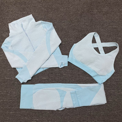 Conjunto Deportivo de 3 Piezas Yoga Fitness con Tela Elástica - Image 27