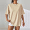 Camiseta Suelta de Largo Medio en Color Liso para Mujer