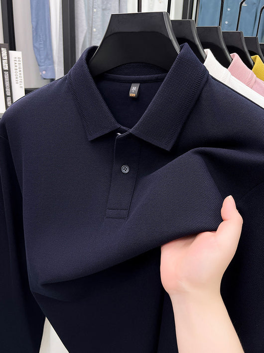 Polo de Algodón Mercerizado Manga Larga para Hombre - Ropa Casual Primavera Otoño - Image 20