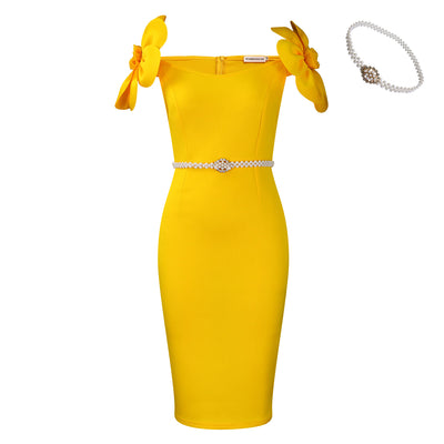 Vestido Elegante con Flores Tridimensionales para Mujer - Image 9