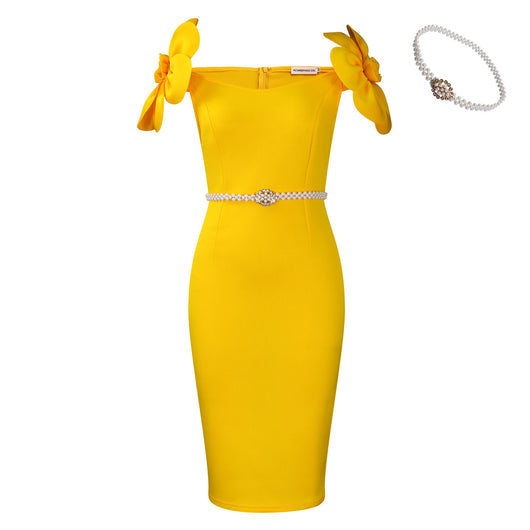 Vestido Elegante con Flores Tridimensionales para Mujer - Image 9