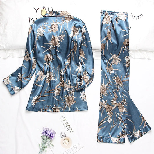 Pijamas de Seda para Parejas - Manga Larga Fresca y Cómoda - Image 40