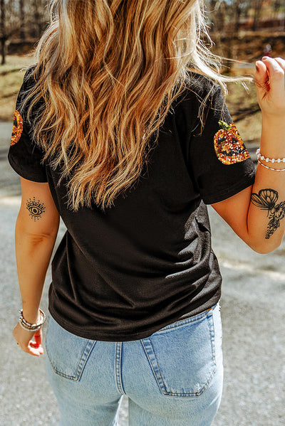Blusa Suelta Halloween con Lentejuelas y Costuras Decorativas - Image 9