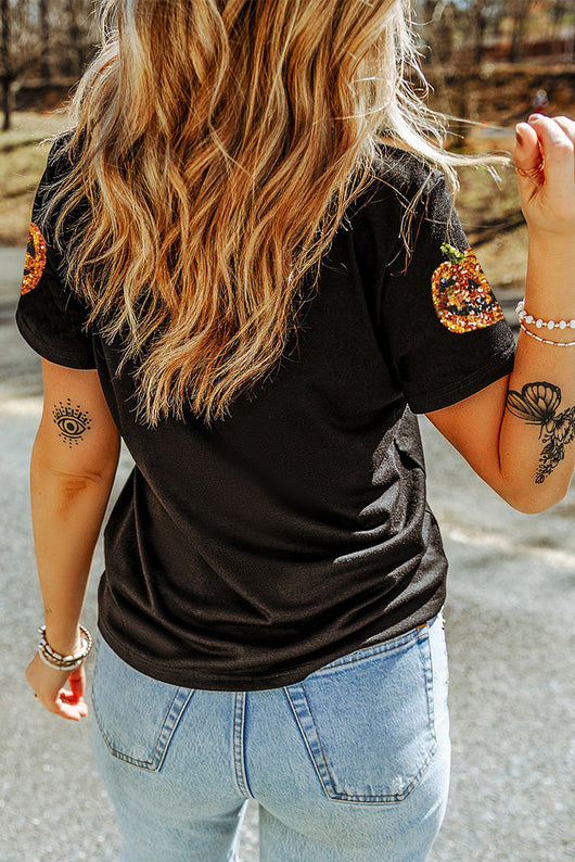 Blusa Suelta Halloween con Lentejuelas y Costuras Decorativas - Image 9