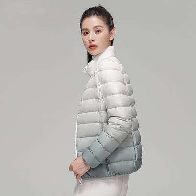 Chaqueta Acolchada Mujer Degradado Cuello Alto Elegante - Image 5