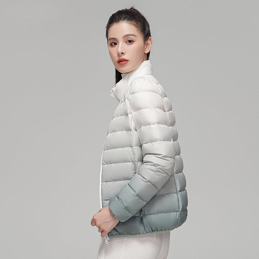 Chaqueta Acolchada Mujer Degradado Cuello Alto Elegante - Image 5