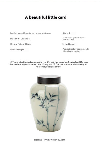 Frasco de Té Grande de Bambú Pintado a Mano con Detalles en Gris y Madera - Image 6