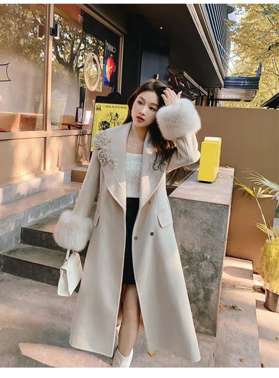 Abrigo Reversible de Lana y Cachemira para Invierno - Largo Elegante para Mujer - Image 12