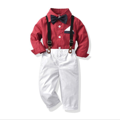 Traje Formal para Niño con Corbatín, Tirantes y Pantalón Rojo - Image 10