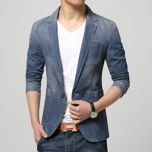 Traje de Mezclilla Clásico para Hombre - Abotonado Simple - Image 2