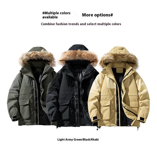 Abrigo Grueso para Hombre con Cuello de Piel - Otoño e Invierno - Image 23