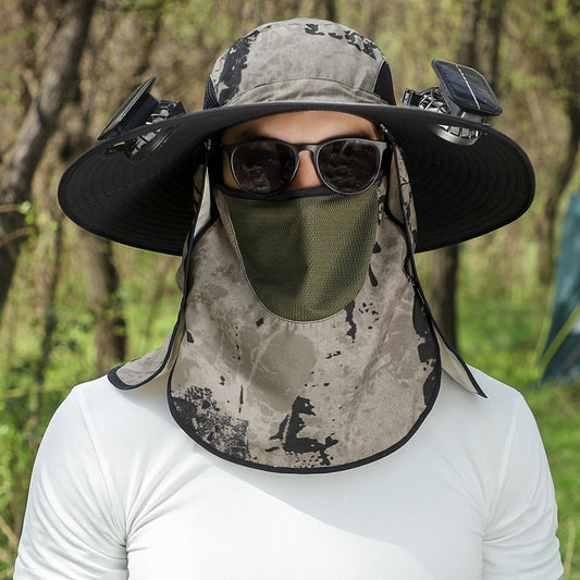 Gorro Solar de Ala Ancha con Ventilador y Secado Rápido - Image 2