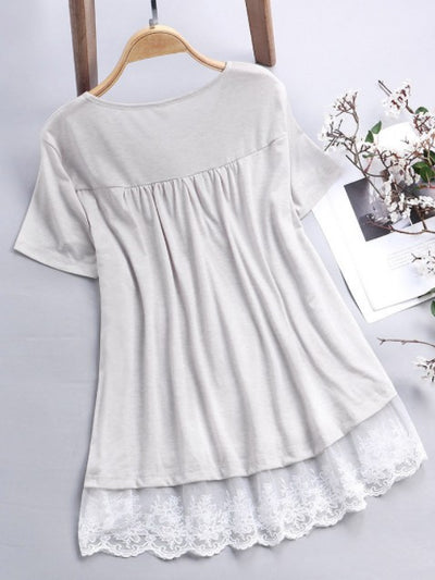Camisetas Manga Corta con Encaje en Dobladillo - Image 3