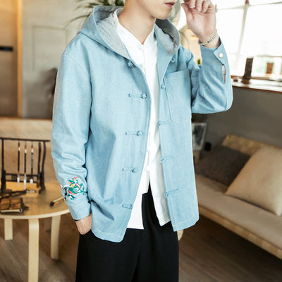 Chaqueta Denim Hoodie Casual Japonesa para Hombre - Image 4