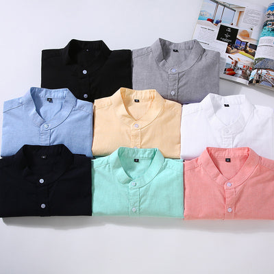 Camisa Manga Larga Cuello Alzado Hombre Primavera Otoño - Image 4