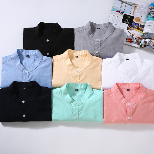 Camisa Manga Larga Cuello Alzado Hombre Primavera Otoño - Image 4