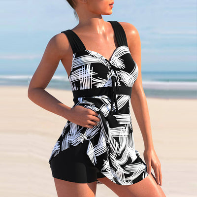 Bikini de Dos Piezas Talle Alto con Estampado a Rayas y Boxer - Image 17