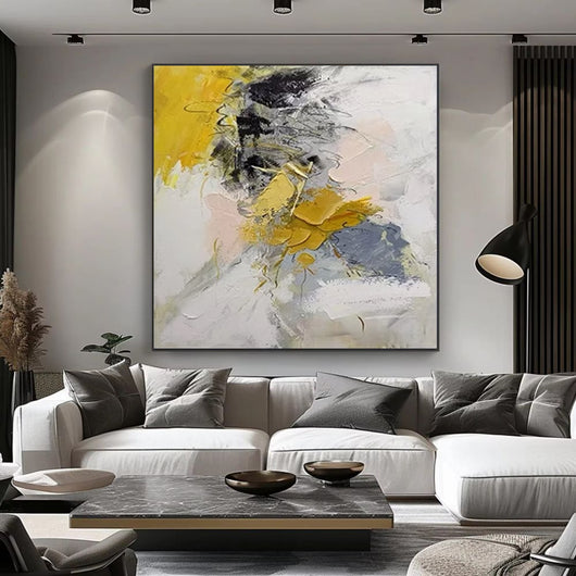 Cuadro Abstracto Moderno Dorado Pintura al Óleo Hecha a Mano para Sala de Estar - Image 8