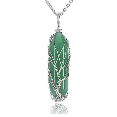 Colgante de Cristal Natural Hexagonal Árbol de la Vida con Enrollado - Image 13