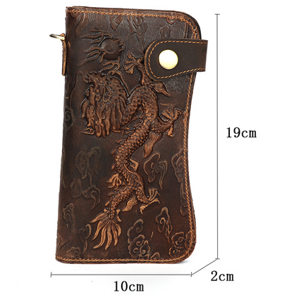 Cartera de Cuero Vintage Crazy Horse para Hombre con Grabado - Image 10
