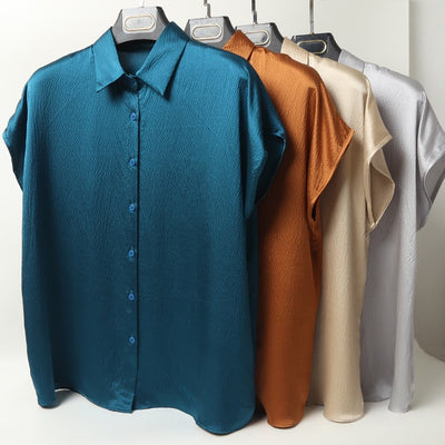 Camisa de Satén Perla con Cuello Invertido Abotonadura Simple - Image 73