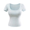 Playera Ajustada Cuello U Manga Corta para Mujer