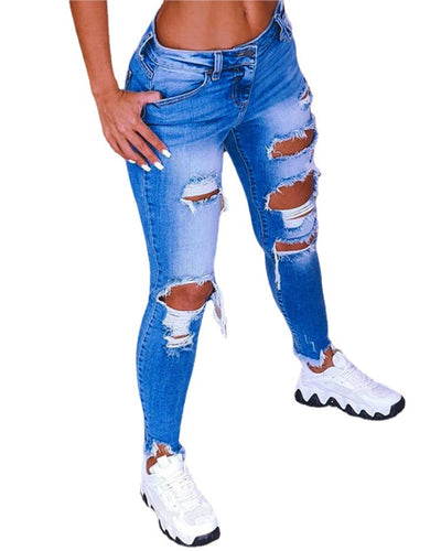 Pantalones Vaqueros Talle Bajo Levantacola con Rotos - Image 8