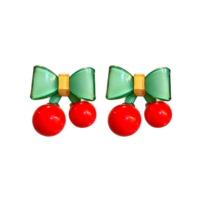 Aretes de Plata con Moño y Cerezas en Contraste de Colores - Image 5