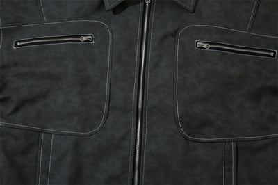 Chaqueta de Cuero PU Punk Desgastada para Hombre - Image 11