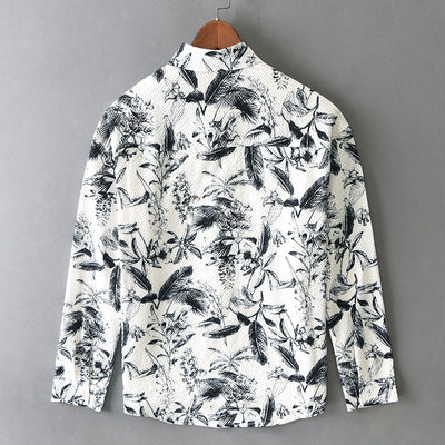 Camisa Retro Estampada de Manga Larga para Hombre - Image 2