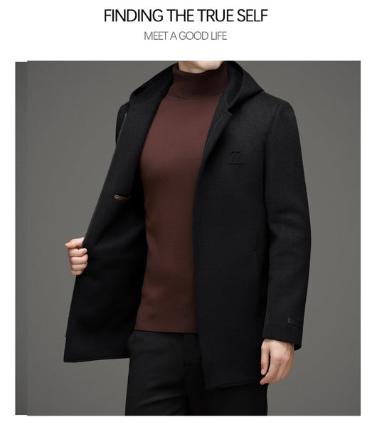 Abrigo de Lana Reversible con Capucha para Hombre - Invierno Premium - Image 15