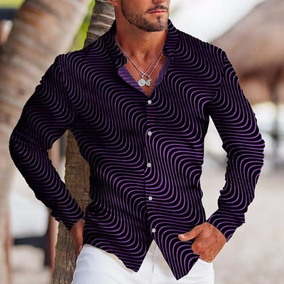 Camisa Estampada de Manga Larga con Solapa para Hombre - Image 19