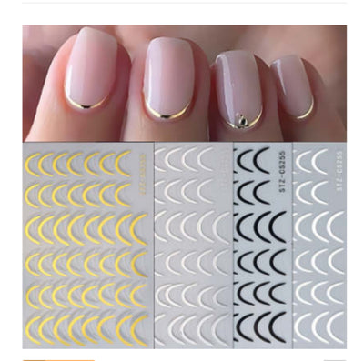 Pegatinas de Uñas Francesas con Líneas Metalizadas Bronce - Image 6