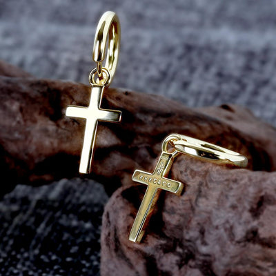 Aretes de Plata 925 Estilo Europeo Americano con Cruz Pequeña - Image 9
