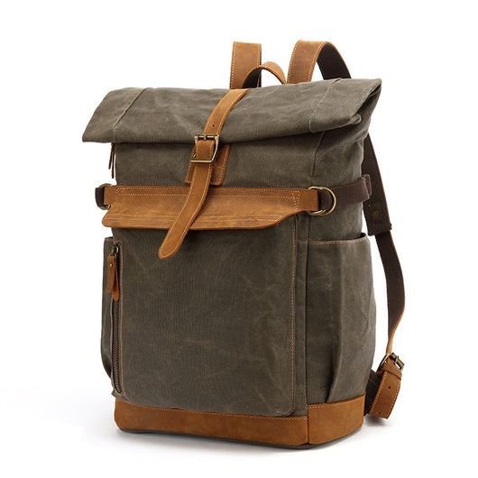 Mochila de Cuero Crazy Horse para Viajes - Bolsa Multifuncional Hombre con Compartimento Laptop - Image 9