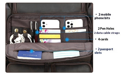 Mochila de Cuero Genuino para Viajes y Trabajo - Capacidad Grande 17 Pulgadas - Image 13
