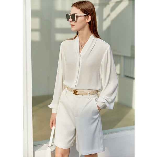 Blusa Elegante de Gasa con Mangas Farol