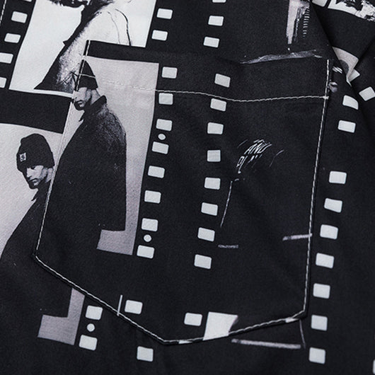 Camisa Suelta Estampado Video Tape para Hombre - Image 3