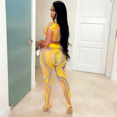 Body Stocking Estampado con Cordones y Efecto Tie-Dye - Image 12