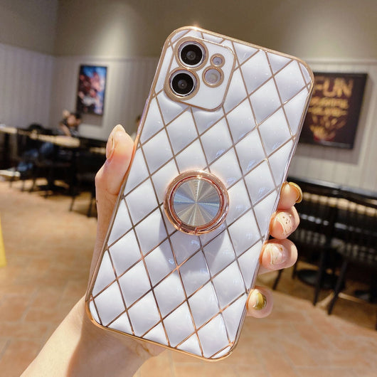Funda para Teléfono con Anillo Soporte de Piel de Cordero y Acabado Electrochapado - Image 11