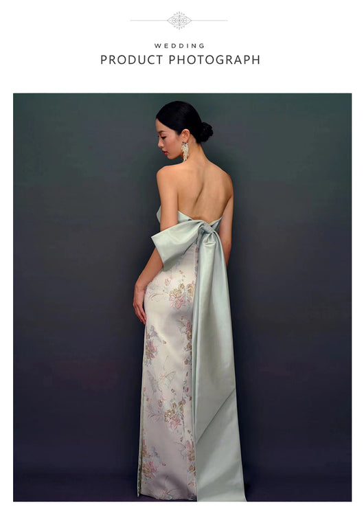 Vestido Cheongsam Escote Tubo Estilo Chino para Novia - Image 10