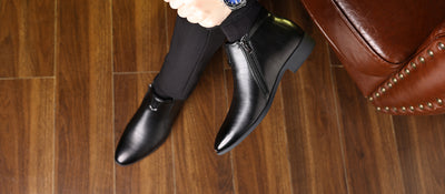 Botas de Cuero Blancas con Rayas y Cierre Lateral para Hombre - Image 19
